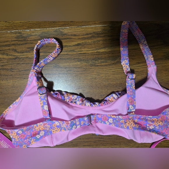 NEW Ninety Pink and Purple Floral Bikini XL TOP AND M BOTTOM - Picture 4 of 8